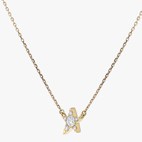 The Single Star Diamond Necklace 14K 18K gold rose yellow white VS quality diamond elegance round