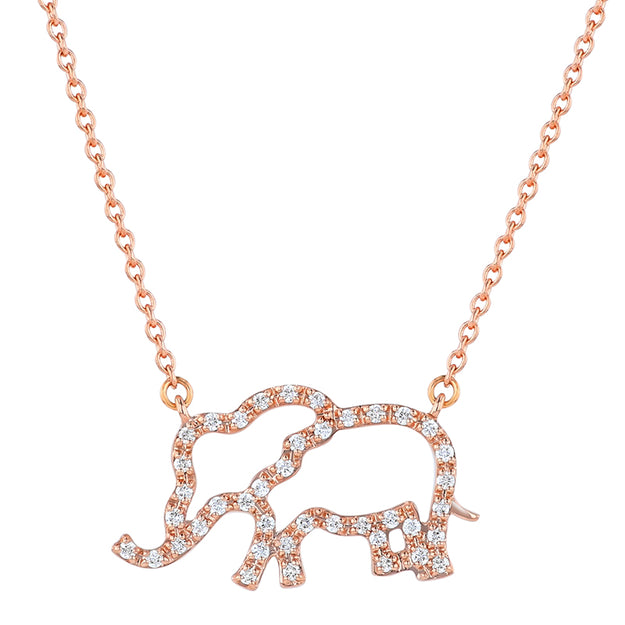 Open Diamond Elephant necklace