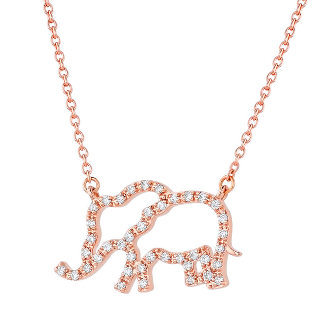 Open Diamond Elephant Necklace - 18K Gold | VS Clarity
