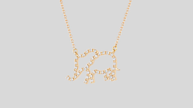 18K Gold Filled Blue Elephant Enamel Necklace – 20″ – Nickel-Free – Made In Brazil – P2007-6