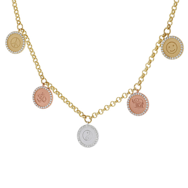 Personalized Diamond Medallion Necklace - 18K Gold | VS Clarity