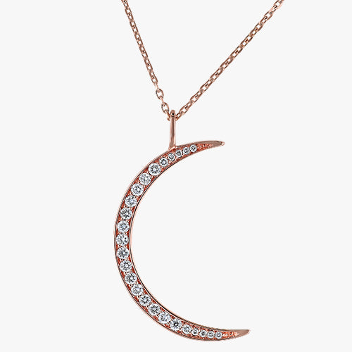 The Crescent Moon Necklace VS quality diamond 14K 18K gold rose white yellow