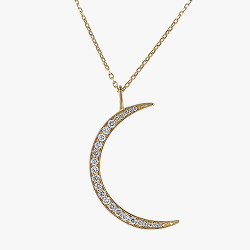 18K Gold Crescent Moon Necklace