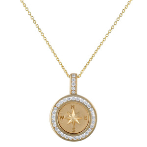Compass Diamond Pendant Necklace