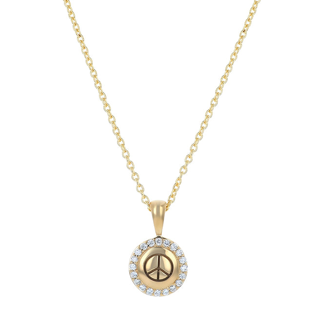 Diamond Peace Symbol Necklace - 18K Gold | VS Clarity