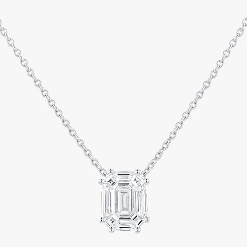 18K Gold Emerald Cut Diamond Necklace | Noémie
