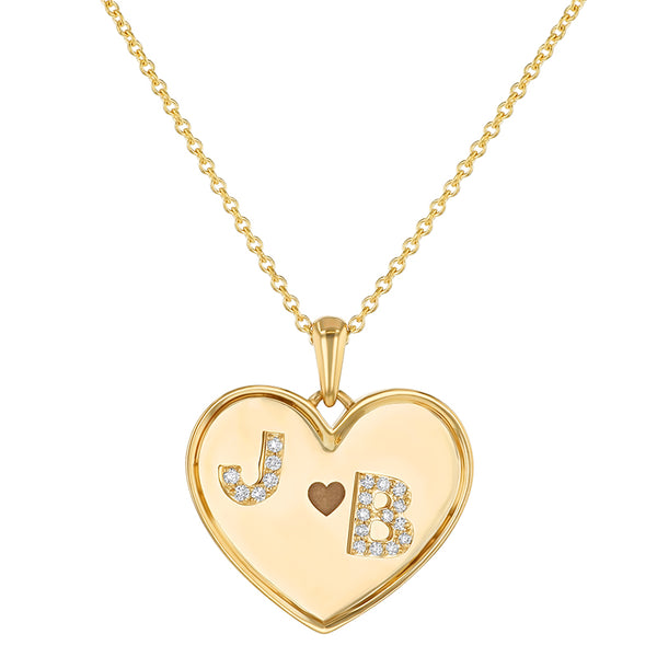 Personalized Diamond Initial Heart Necklace Noémie