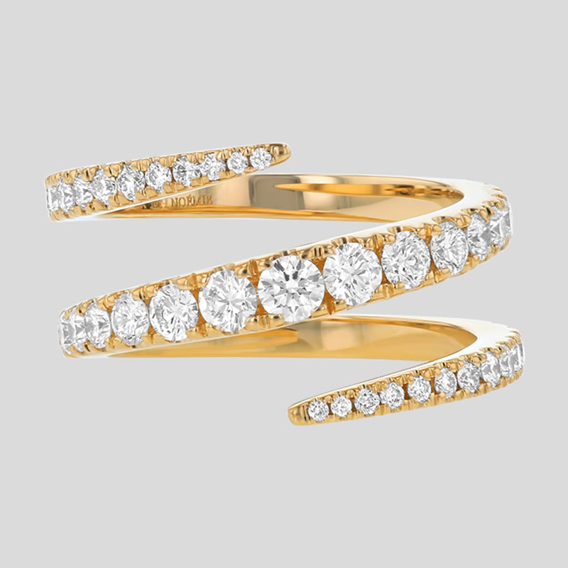 14K Gold Spiral Ring | Hand Set Lab Grown White Diamonds