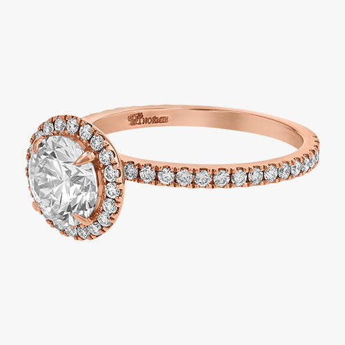 The Halo Pavé quality round diamond engagement ring 18K gold rose white yellow platinum