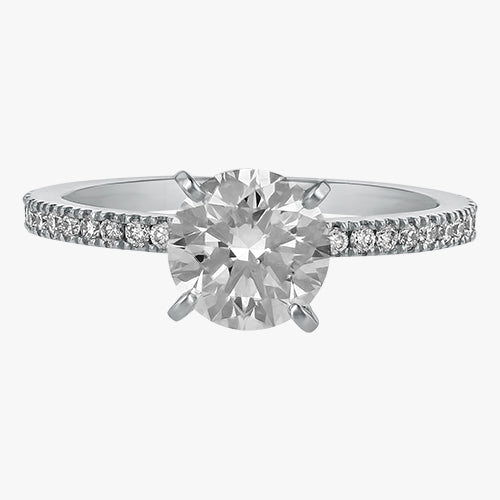 18K Gold Solitaire Pavé Ring