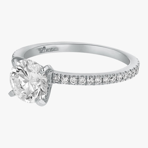 Round Solitaire pave ring quality diamond 14K 18K gold Rose White Yellow Platinum