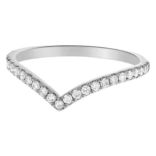 Chevron Diamond Ring Curved Notched V-cut Wedding Stackable Engagement 14K 18K Gold | VS Clarity