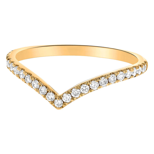 Chevron Diamond Ring Curved Notched V-cut Wedding Stackable Engagement 14K 18K Gold | VS Clarity