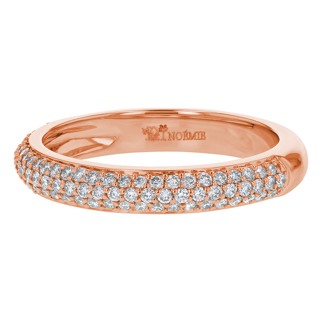 3 Row Pavé White Diamond Half Band - 18K Gold | VS Clarity