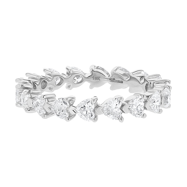 Heart Shaped Diamond Eternity Band - 18K Gold | VS Clarity