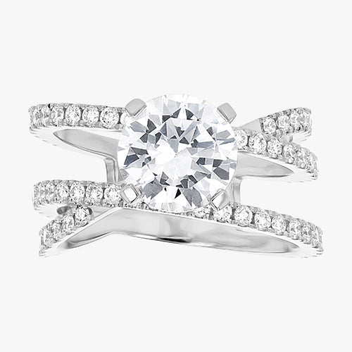 18K Gold Criss Cross Engagement Ring
