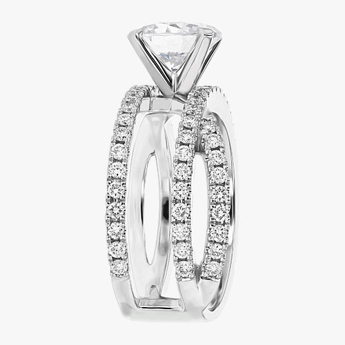 Criss Cross engagement ring VS quality diamond Round 14K 18K gold rose white yellow platinum