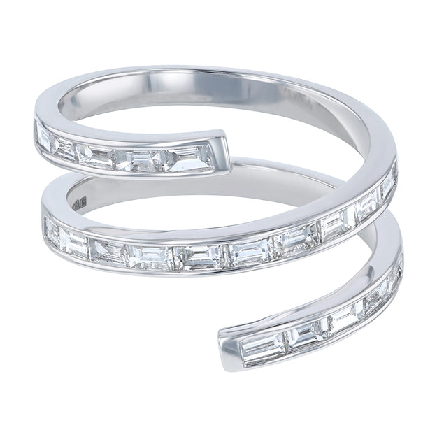 The Baguette Diamond Spiral Ring VS quality diamond 14K 18K gold rose white yellow