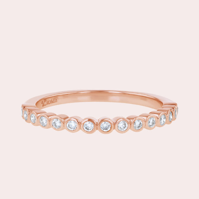 Half Band Bezel Diamond Ring - 18K Gold | VS Clarity
