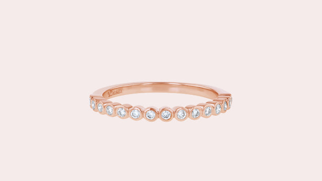Half Band Bezel Diamond Ring - 18K Gold | VS Clarity