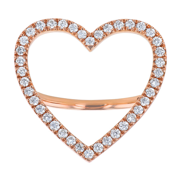 The Open Heart Diamond Ring 14K 18K gold rose white yellow VS quality diamond