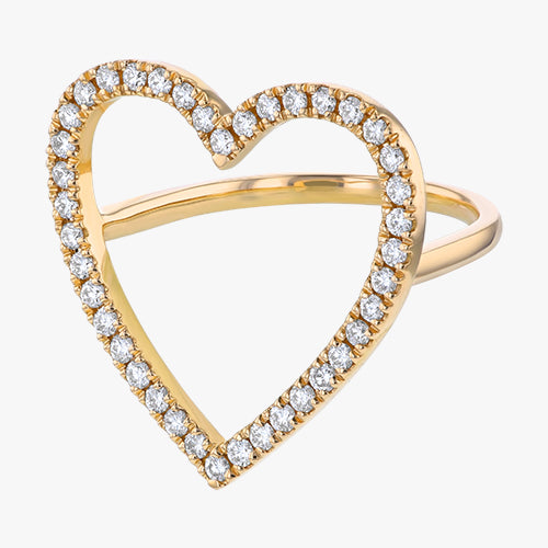 The Open Heart Diamond Ring 14K 18K gold rose white yellow VS quality diamond