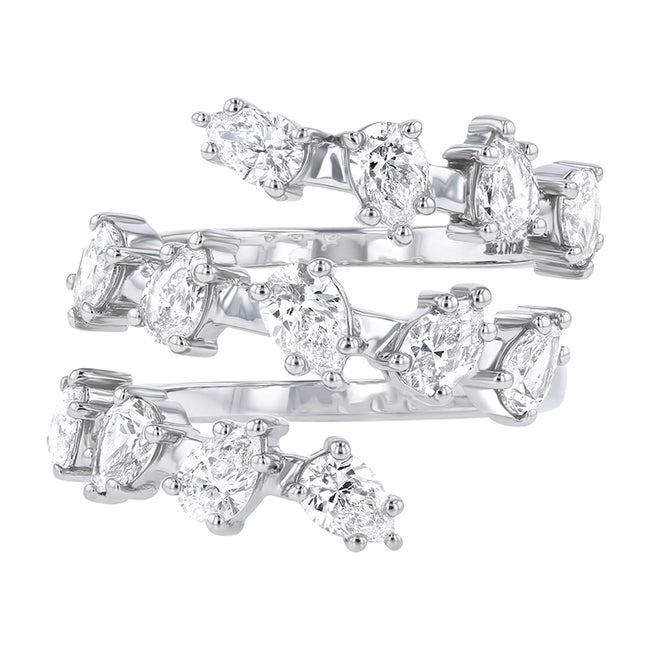 Pear Shaped Diamond Spiral Ring - 18K Gold | VS Clarity