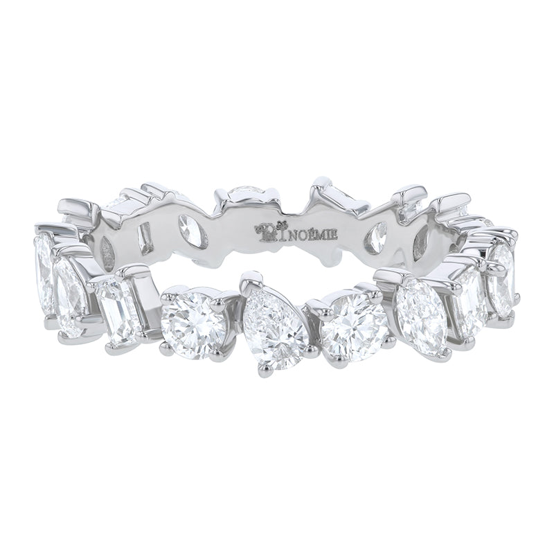 Multi Shape Diamond Eternity Ring — on skin, warm light