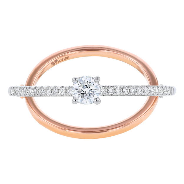 Connecting Solitaire Pavé Ring 18K Gold white rose platinum round diamond quality stone