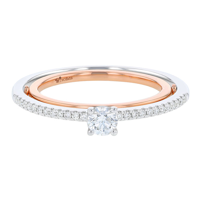 Connecting Solitaire Pavé Ring - 18K Gold | VS Clarity
