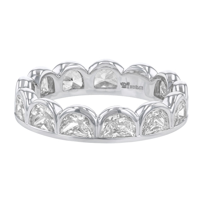 Half Moon Cut Diamond Eternity Band Ring - 18K Gold | VS Clarity