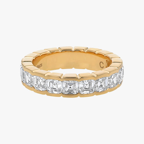 Diamonique Asscher Cut 4.90 cttw Eternity Ring,Platinum Clad - QVC.com