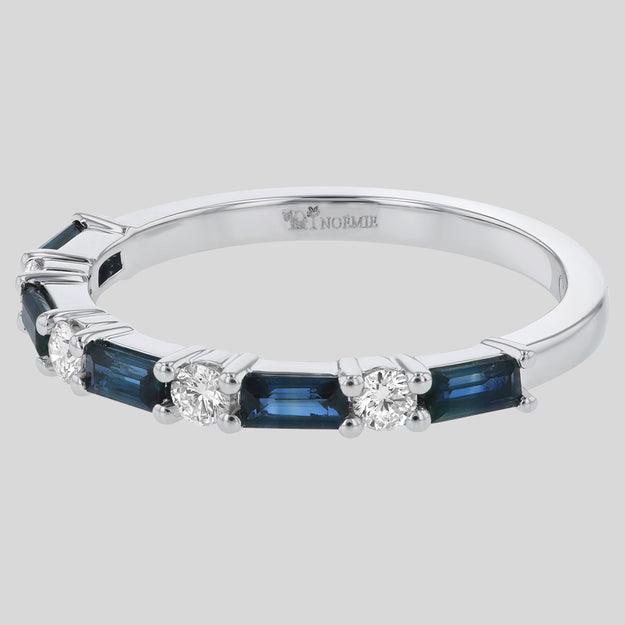 Diamond and sales sapphire baguette band