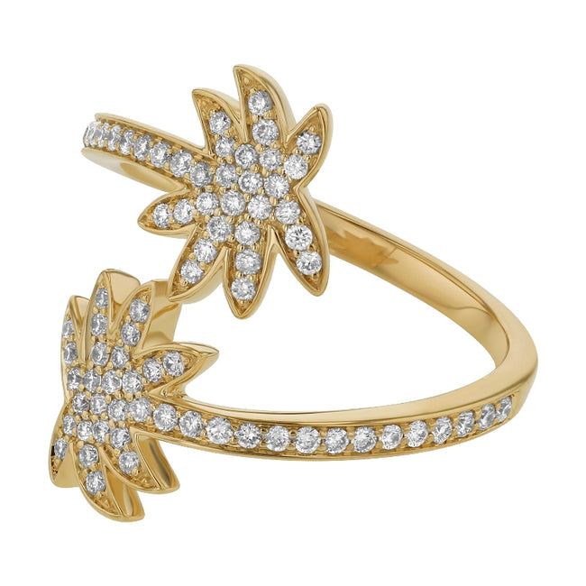 Noémie Palm Tree Diamond Spiral Ring - 18K Gold | VS Clarity