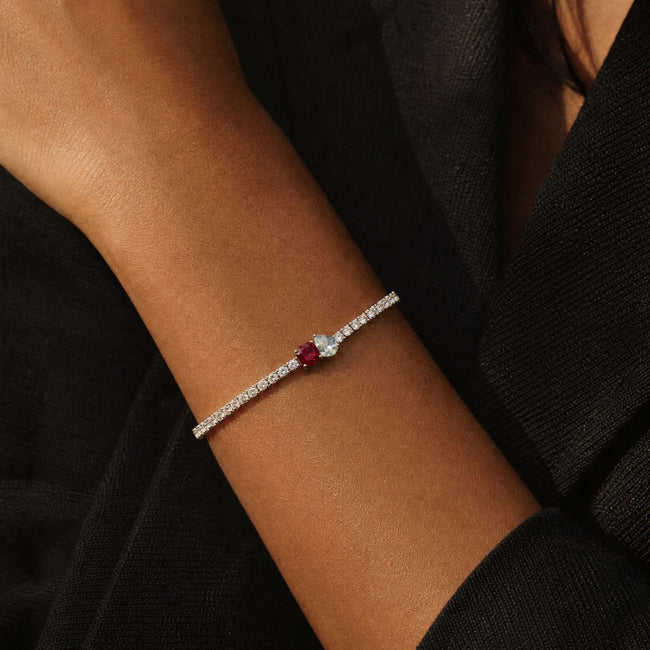 Toi et Moi Birthstone Tennis Bracelet (2 Stones)