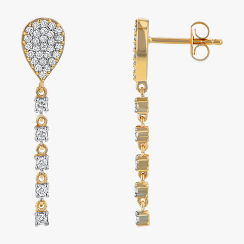 Teardrop Dangle Diamond Earrings - 18K Gold | VS Clarity