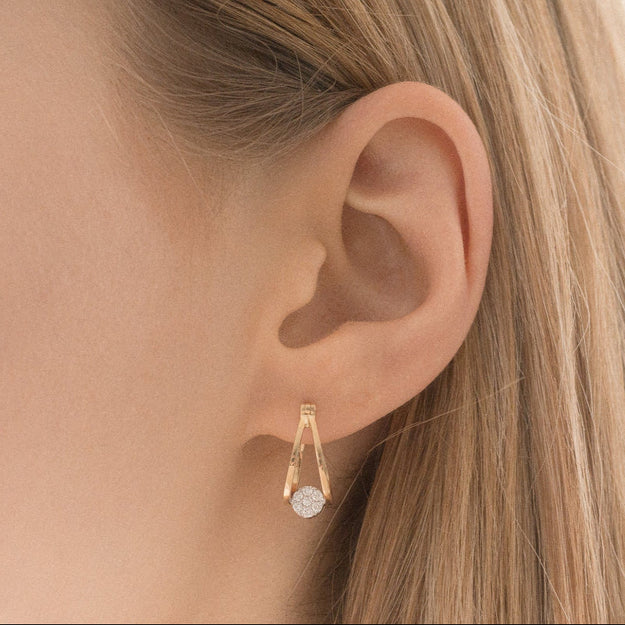 The 1920's Split Hoop Diamond Earrings Vintage Style Fashion Sparkle Classic 14K 18K Gold VS quality diamond