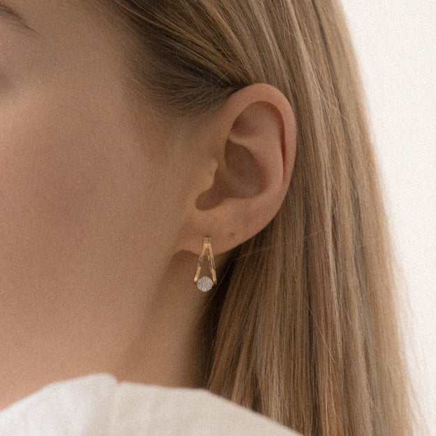 The 1920's Split Hoop Diamond Earrings Vintage Style Fashion Sparkle Classic 14K 18K Gold VS quality diamond