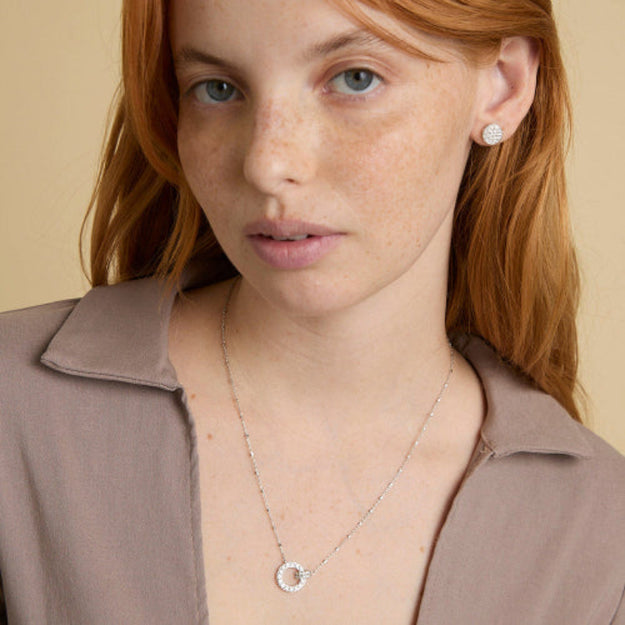 Lab Grown Triple Circle Diamond Necklace Interlocking Sparkle Understated Luxury Dainty Unique White Gold VS Clarity 14K 18K Gold