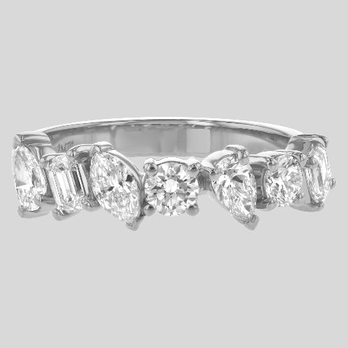 18K Gold Half Eternity Multi Shape Diamond Ring