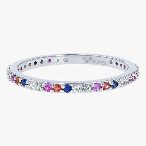 Multi-Color Sapphire Eternity Band Ring - 18K Gold | VS Clarity