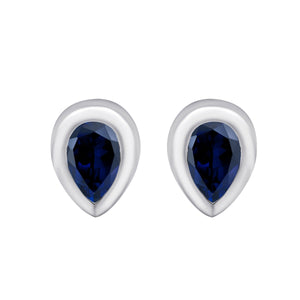 Bezel-Set Pear Birthstone Stud Earrings
