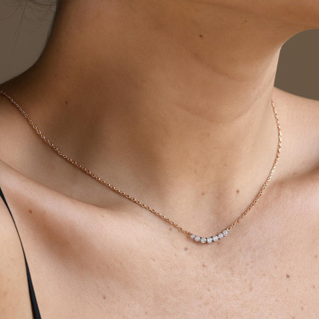 Diamond Crescent Necklace - Lab Grown Diamonds | VS Clarity