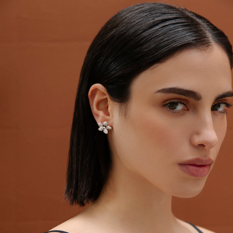 Diamond Flower Petal Earrings