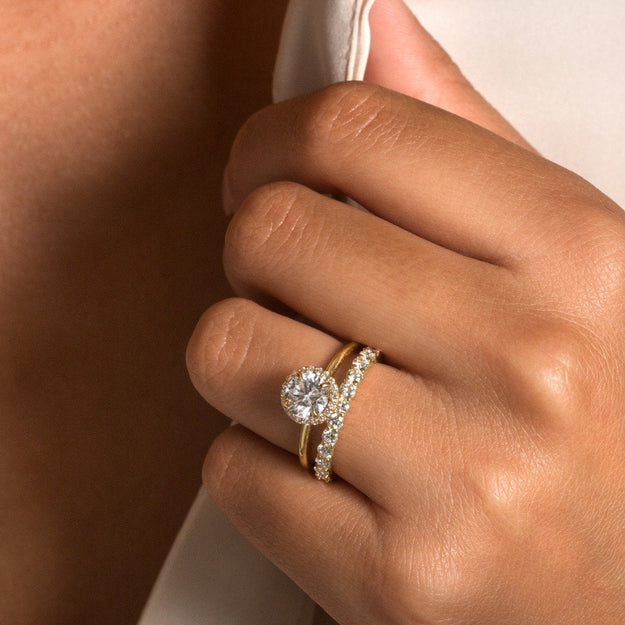 Noémie Halo Pick Your Diamond Shape Engagement Ring Oval Round Emerald Marquise Radiant Pear Cushion Asscher Heart Princess Solitaire quality diamond 18K gold Rose White Yellow Platinum