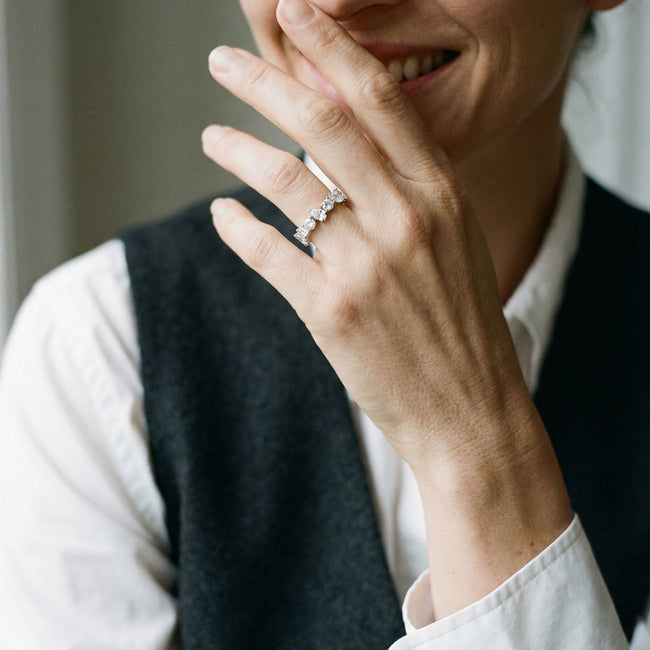 Multi Shape Diamond Eternity Ring in sterling silver