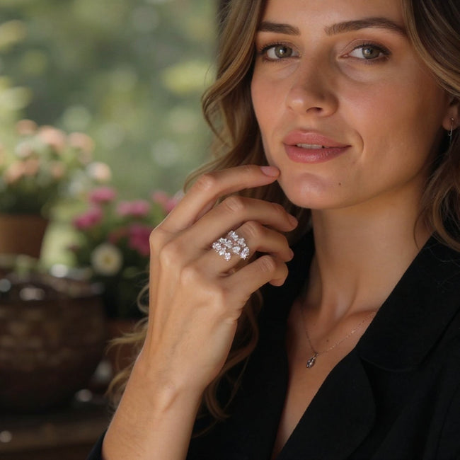 Pear Shaped Diamond Spiral Ring - 18K Gold | VS Clarity