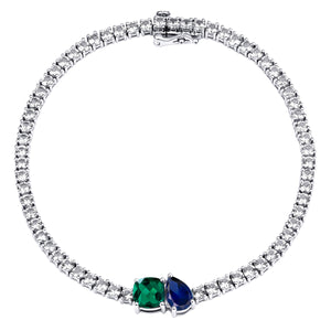 Sterling Silver Toi et Moi Birthstone Tennis Bracelet