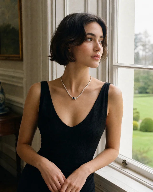 Toi et Moi tennis necklace, worn