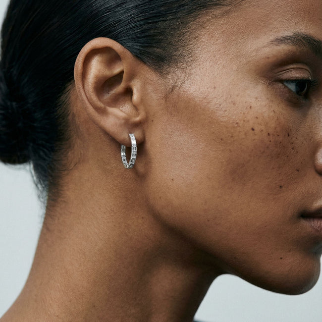 1.5 Carat Inside-Out Baguette Diamond Hoops - Sterling Silver | VS Clarity Lab Diamonds